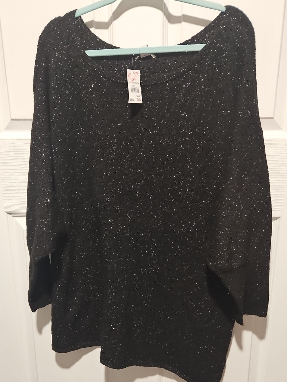Cato Black Glitter Boatneck Sweater
